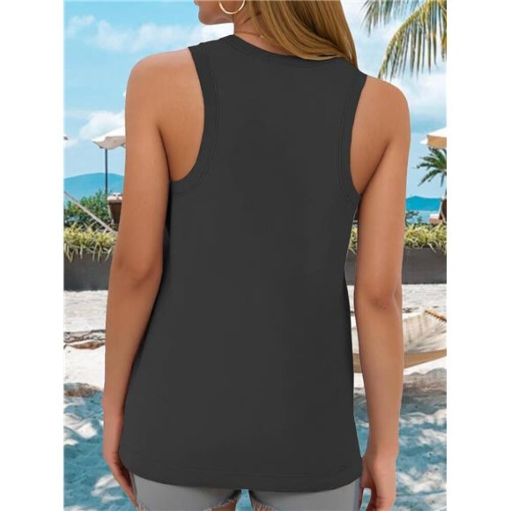 Womens Tank Tops Summer Fashion Sleeveless V Neck Shirts Casual Beach Vacation - Picture 2 of 7